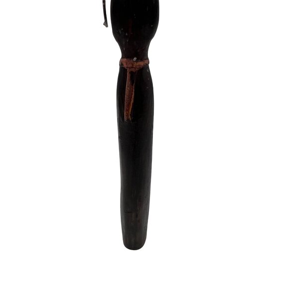 Hand-Carved Wooden Figurine Of Woman With Jug Black & Brown 10" Tall Handpainted - Picture 3 of 6